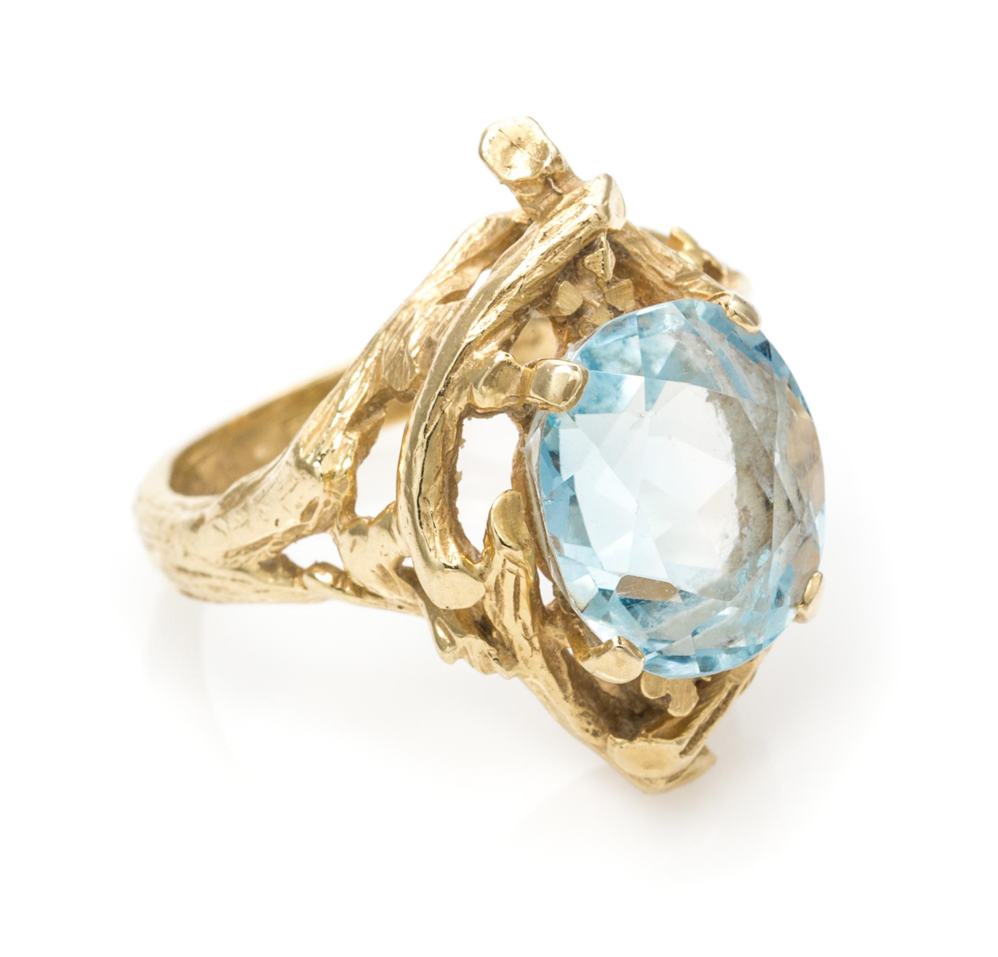 A Yellow Gold and Topaz Ring, 5.80 dwts.
