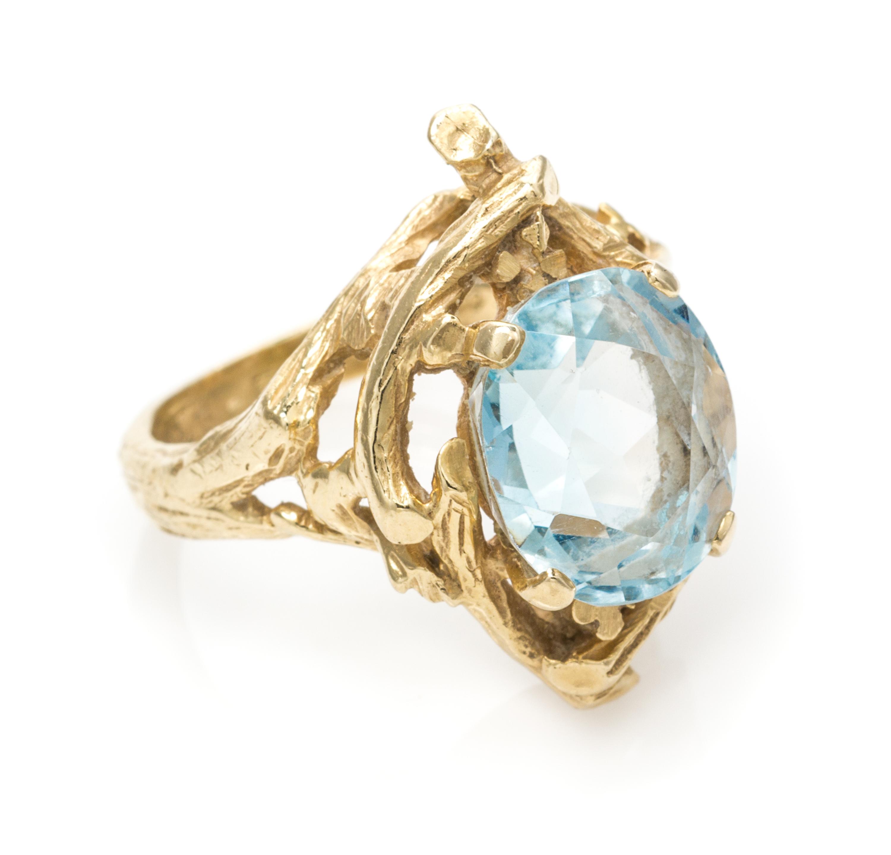 A Yellow Gold and Topaz Ring, 5.80 dwts.