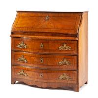 A German Walnut Slant-Front Secretary Height 44 x width 43 x depth 22 inches. — 18TH CENTURY