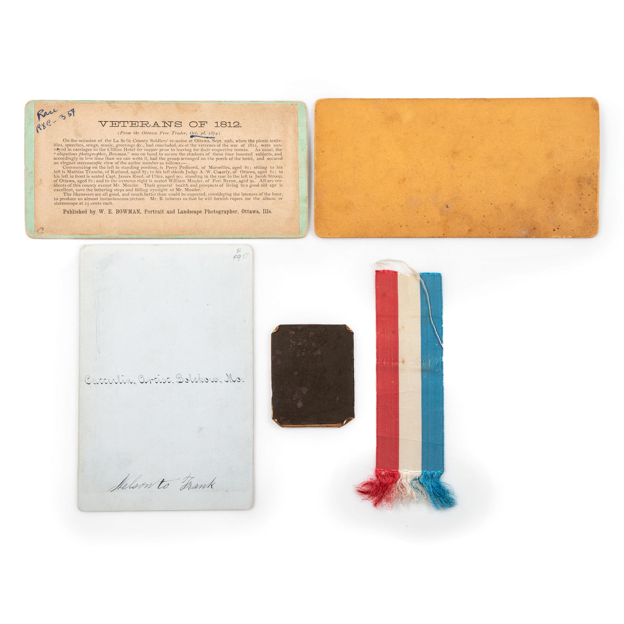 [CIVIL WAR]. A collection of 25 items of Civil War accoutrements and ephemera, incl. buttons, hat plate, and photographs, comprising: