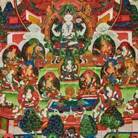 A Tibeto-Chinese thangka depicting Chaturbhuja Lokeshvara