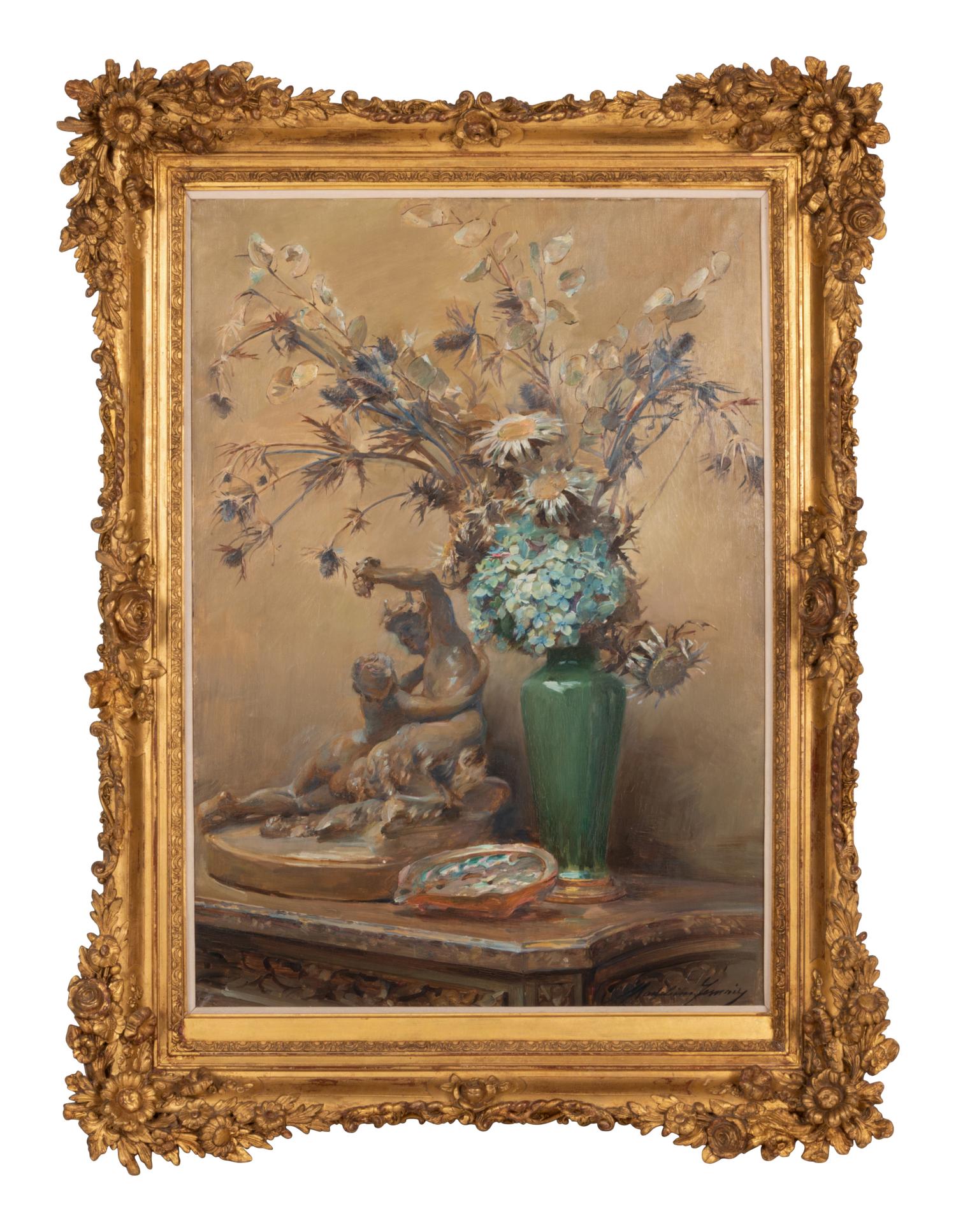 Pan with Dried Flowers