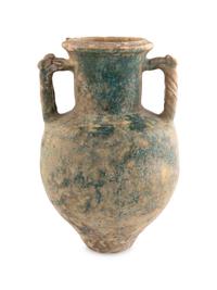 A Parthian Glazed Pottery Amphora and a Parthian or Sassanian Turquoise Glazed Pottery Vase