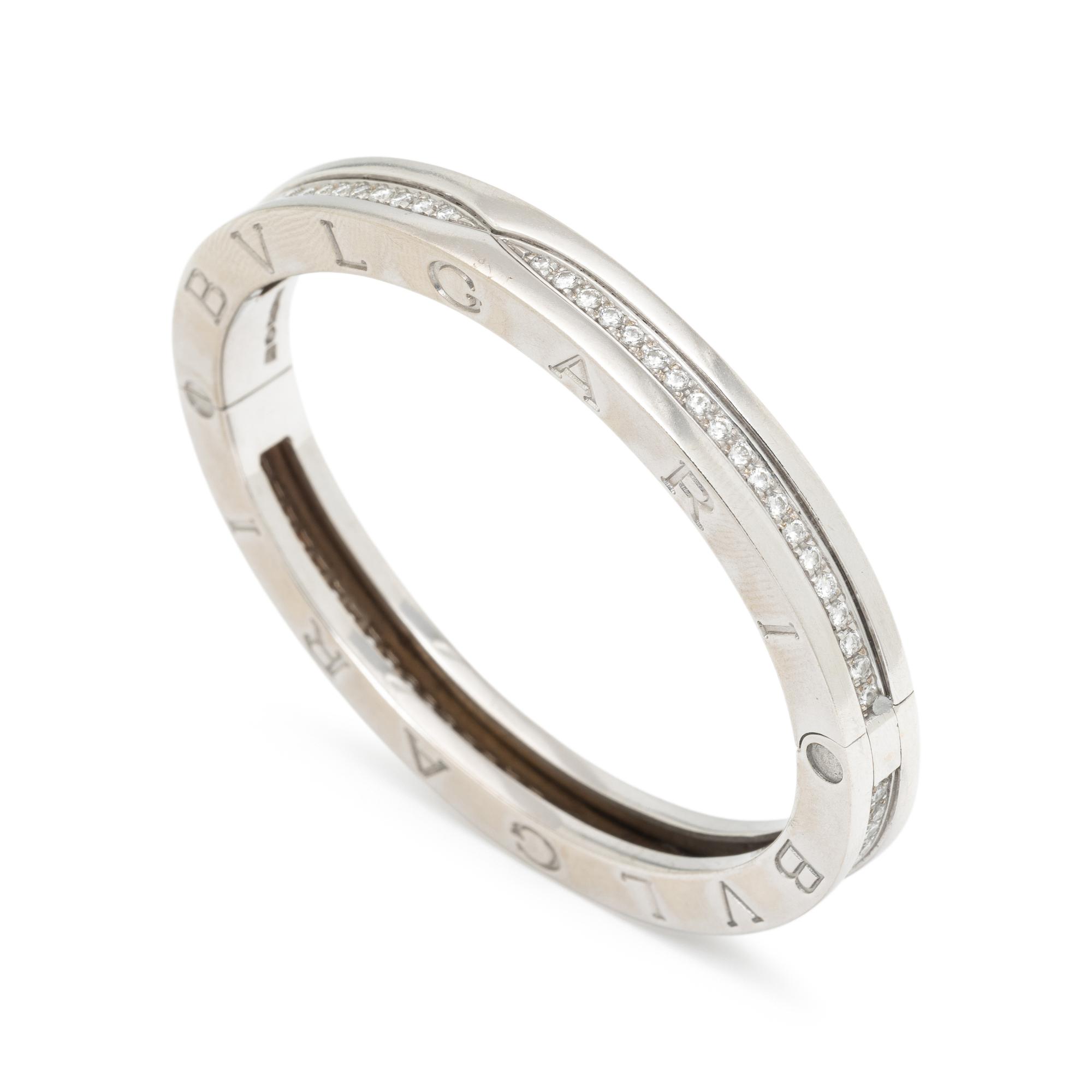 BULGARI, DIAMOND AND WHITE GOLD 'B.ZERO1' BANGLE BRACELET