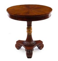 A Regency Style Parcel Gilt Mahogany Side Table Height 28 x diameter of top 27 inches. — 20TH CENTURY
