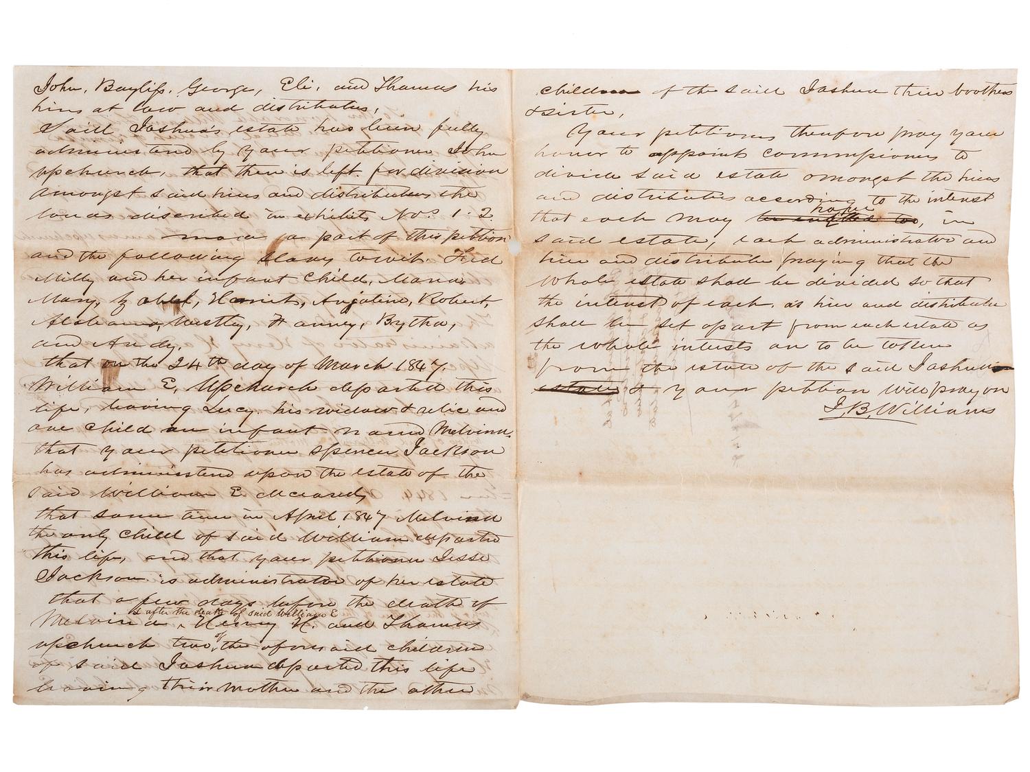 [SLAVERY & ABOLITION]. A group of 4 documents related to the enslavement of individuals in Tennessee, comprising: