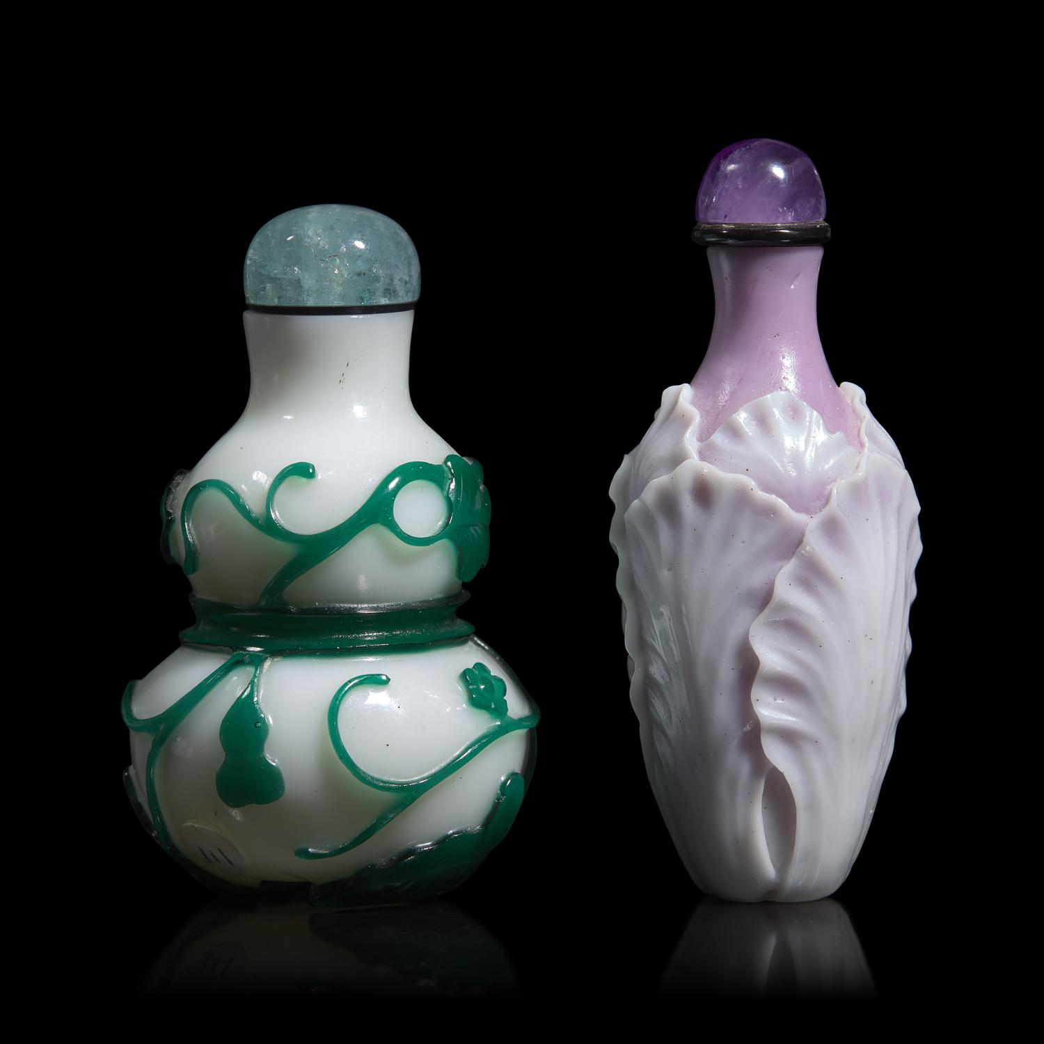 Two Chinese Glass Overlay Snuff Bottles
