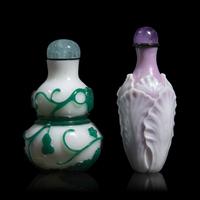 Two Chinese Glass Overlay Snuff Bottles