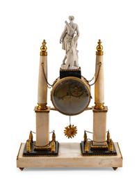 A Louis XVI Style Gilt-Bronze-Mounted Bisque and Marble Mantel Clock — THE DIAL INSCRIBED CORNIQUER, ST. HONORE, 19TH CENTURY