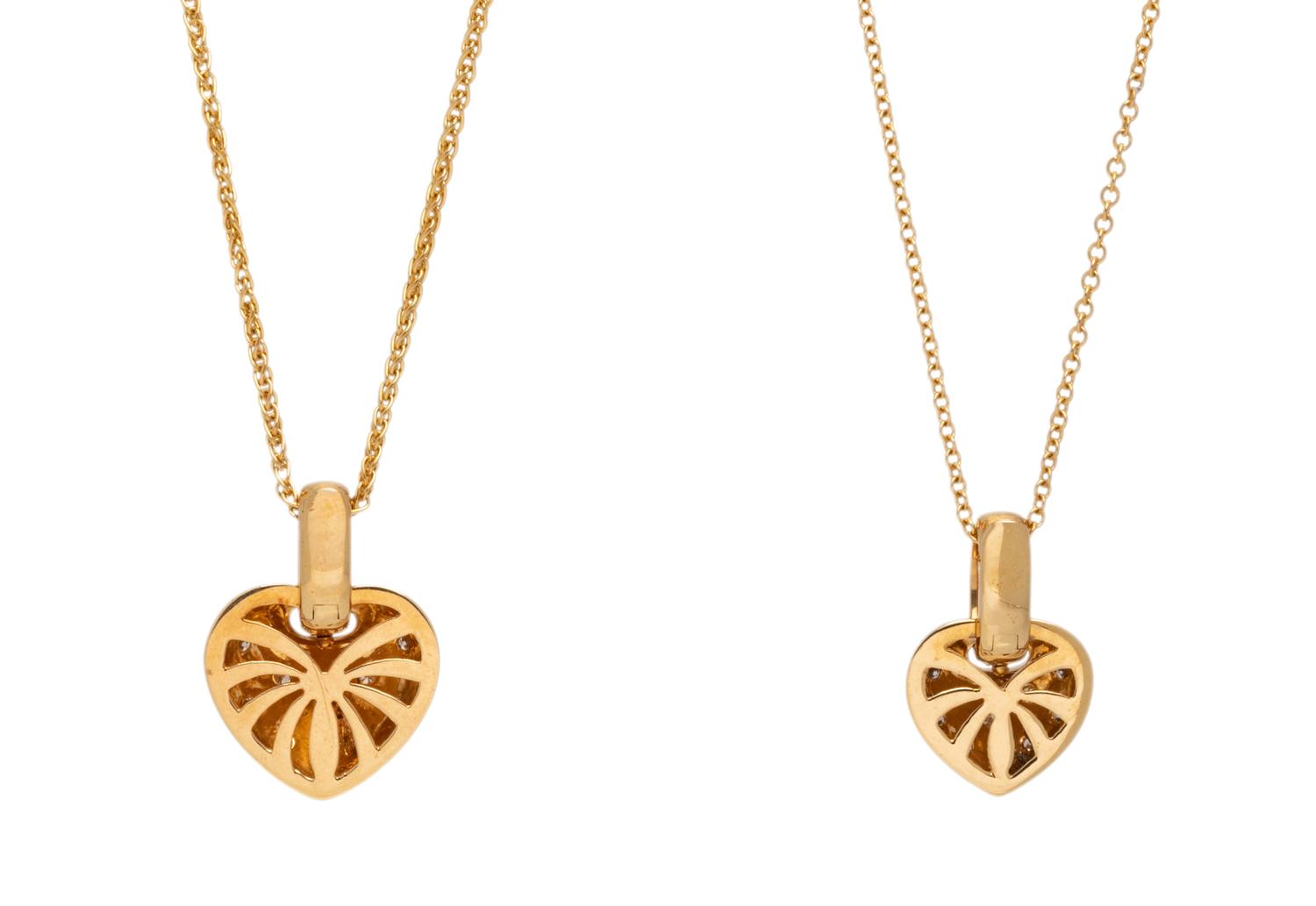 COLLECTION OF YELLOW GOLD AND DIAMOND HEART NECKLACES