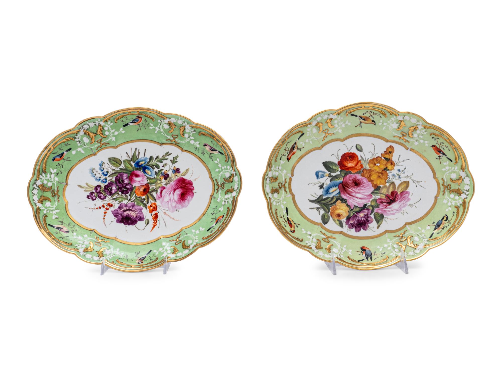 Three Coalport Green-Ground Porcelain Serving Dishes