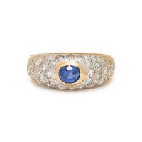 YELLOW GOLD, SAPPHIRE AND DIAMOND RING