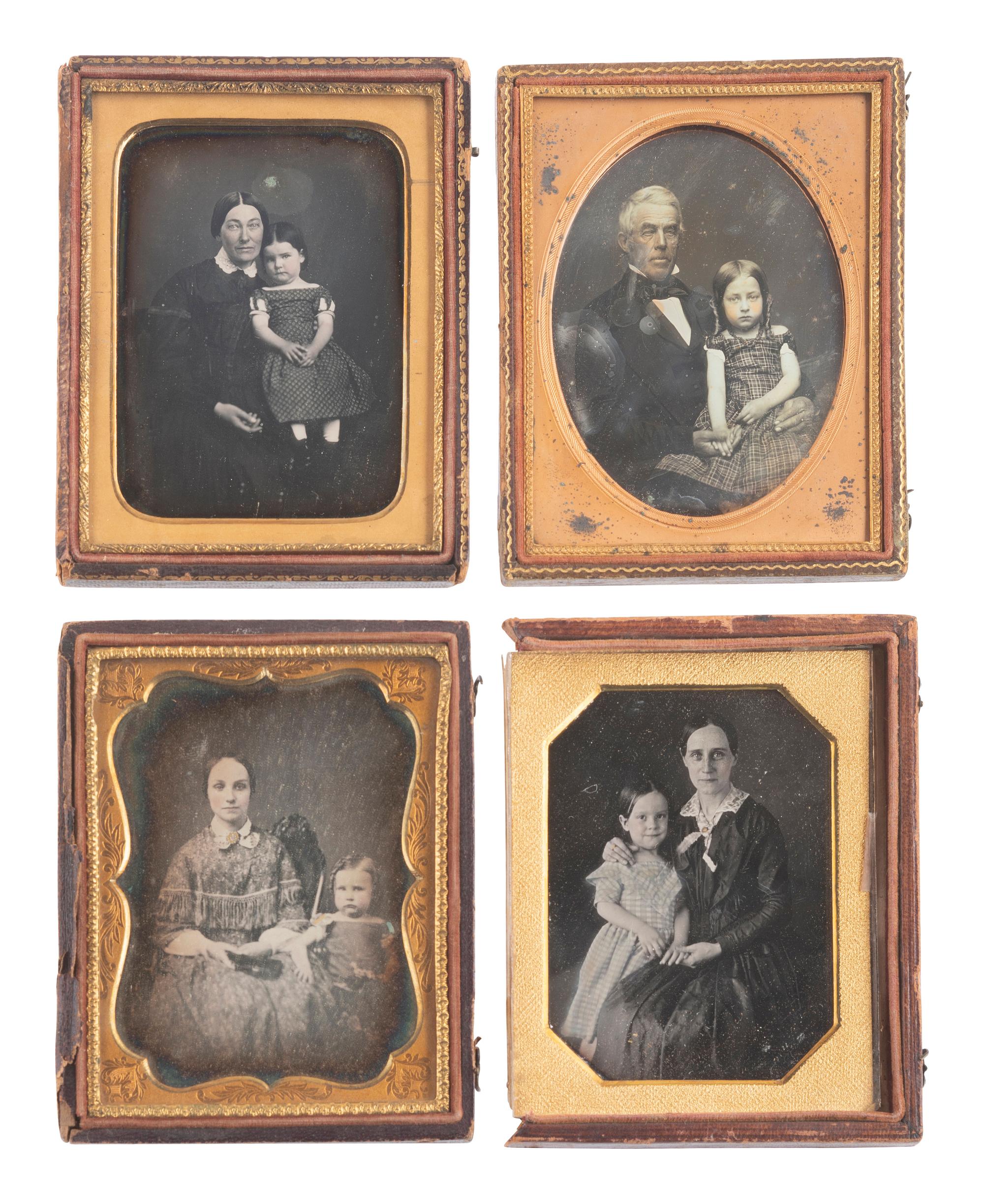 [EARLY PHOTOGRAPHY]. 13 charming quarter plate daguerreotype portraits of parents and children.