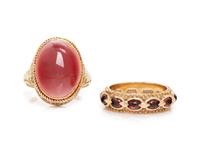 COLLECTION OF GARNET RINGS