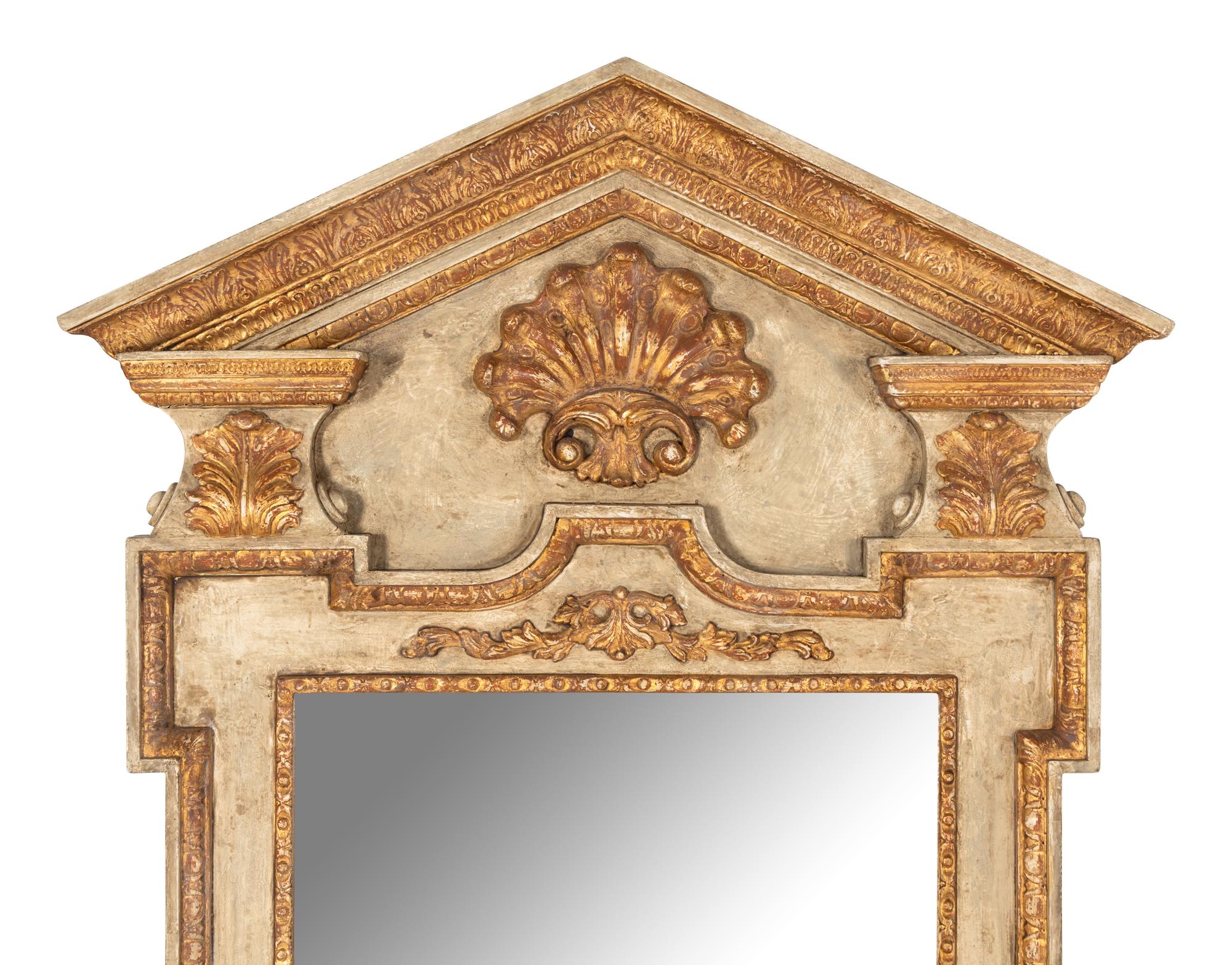 An Italian Painted and Parcel Gilt Mirror