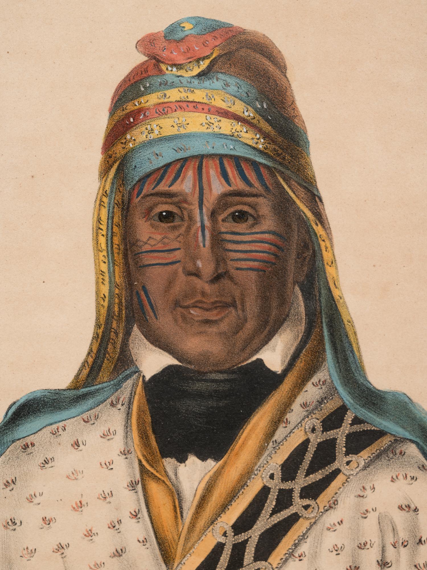 Three Hand-Colored Lithographs by George Catlin (American, 1796-1872) and a Lithograph Published by McKenney and Hall