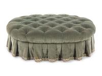 A Green Velvet Button Tufted Sofa and Ottoman