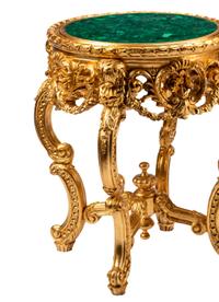 A Pair of Louis XV Style Giltwood Malachite-Top Tables