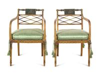 A Pair of Regency Style Painted Armchairs