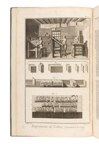[PRINTING HISTORY]. DIDEROT, Denis (1713-1784) and Jean le Rond D'ALEMBERT (1717-1783). "Imprimerie en Caracteres" -- "Fonderie en Caracteres d'Imprimerie." Excerpted from: Encyclopédie, ou Dictionnaire Raisonné des Sciences, des arts et des métiers. Imprimerie en caractères. Fonderie en caractères d’imprimerie . [France: André-François Le Breton, ca 1760].