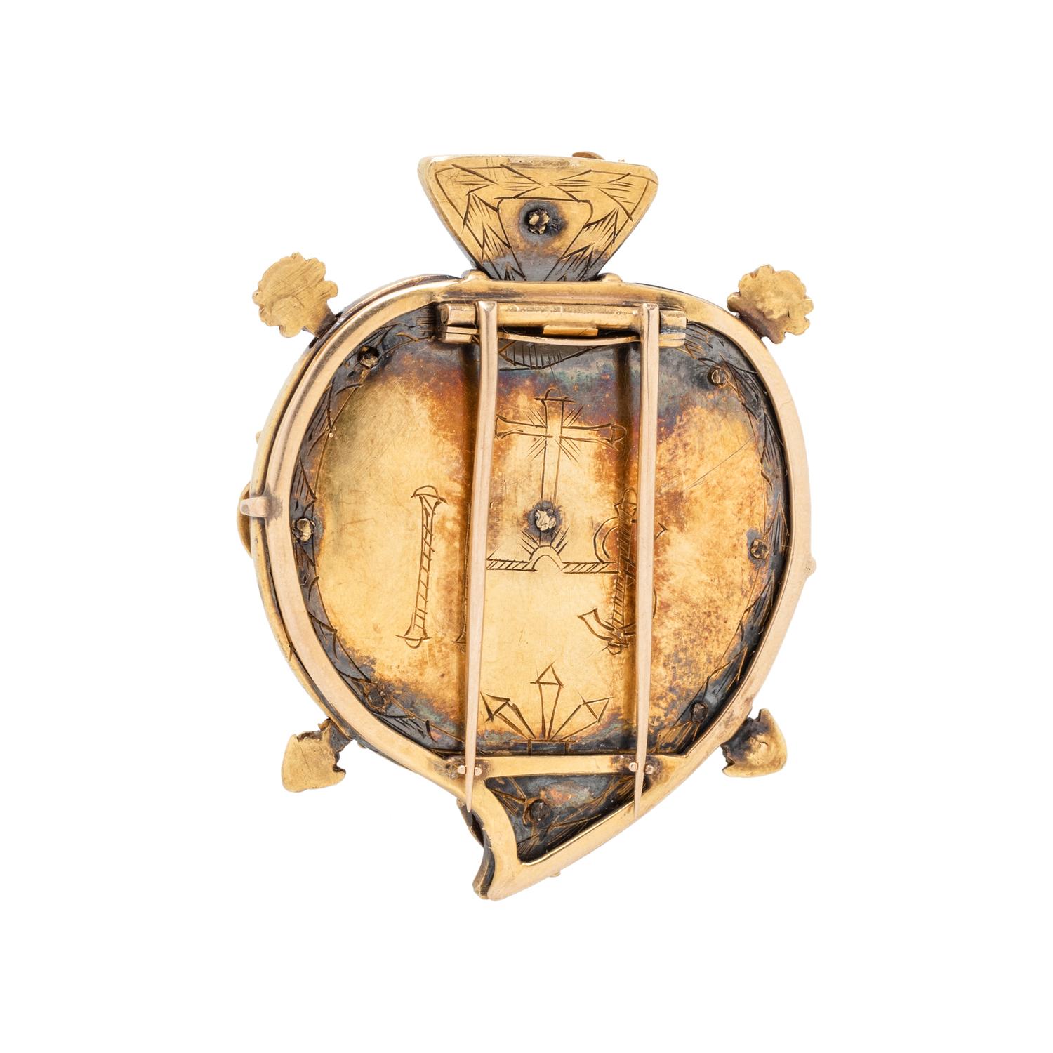 ANTIQUE, YELLOW GOLD AND MULTIGEM BROOCH