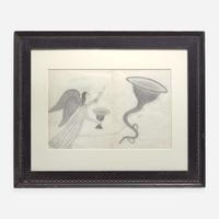 American School 19th century Two Mystical Drawings: The Trumpet of Truth and A Light to Them that Sit in Darkness