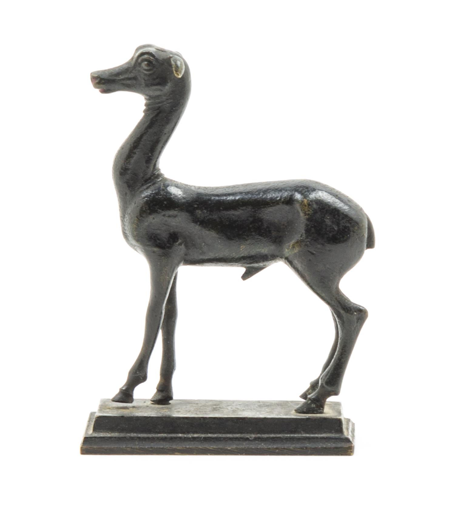 A Small Bronze Figure of a Deer Height 3 1/8 inches.