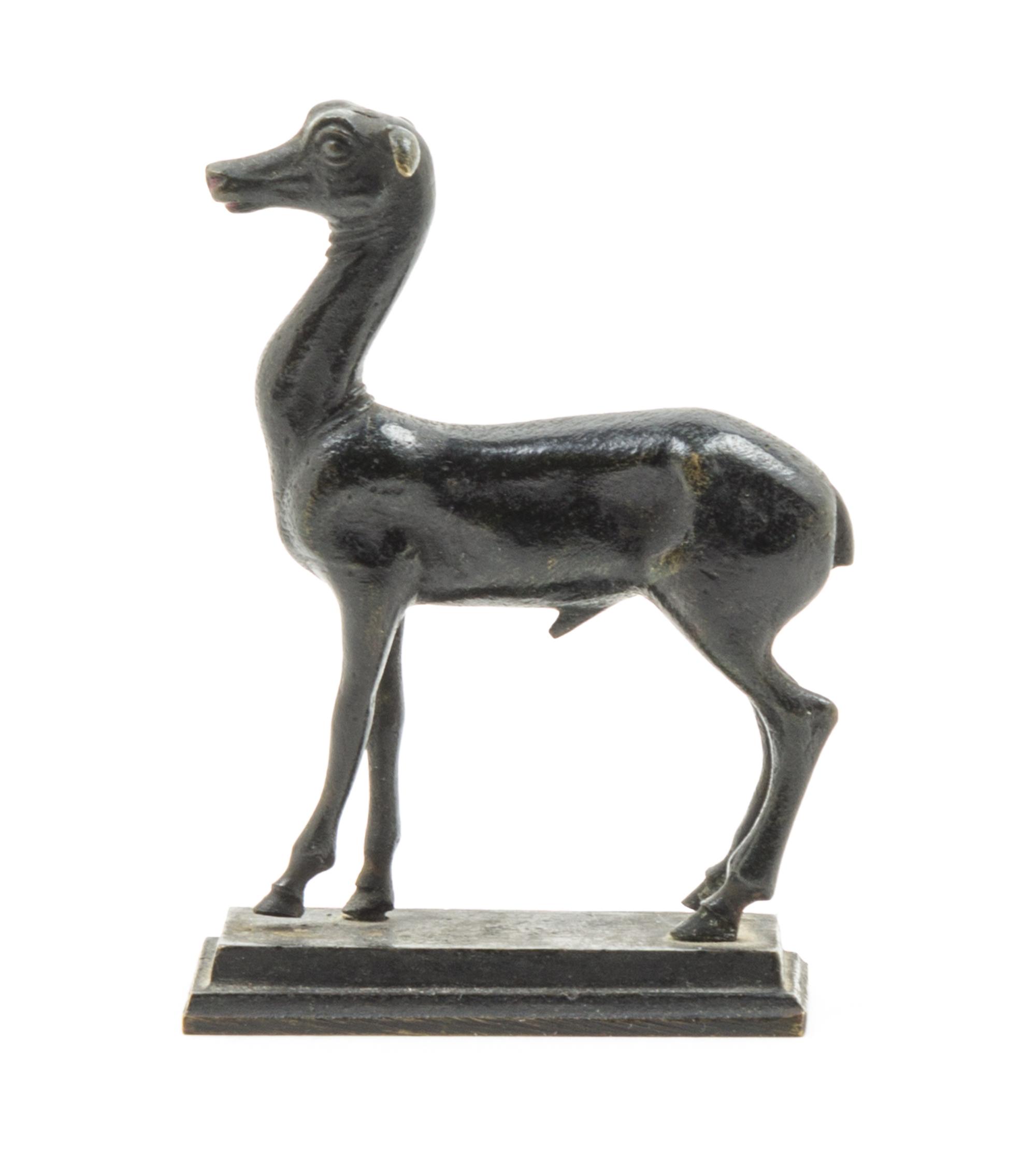 A Small Bronze Figure of a Deer Height 3 1/8 inches.
