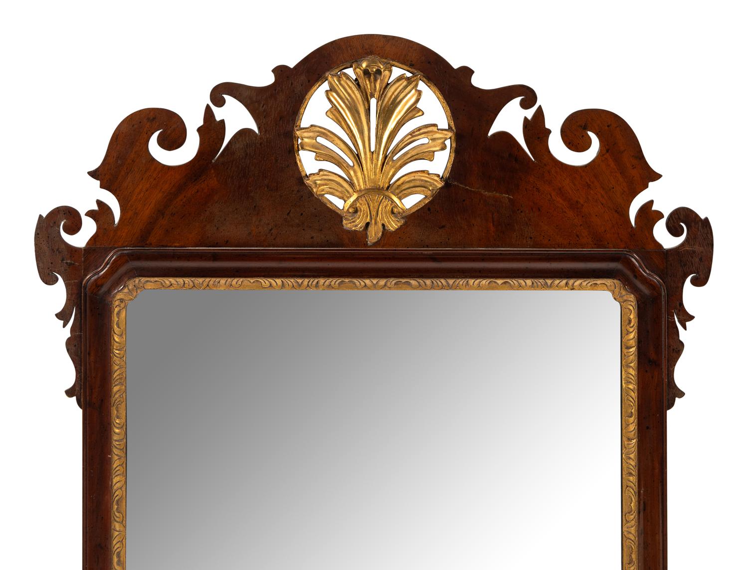 A George III Parcel-Gilt Mahogany Mirror