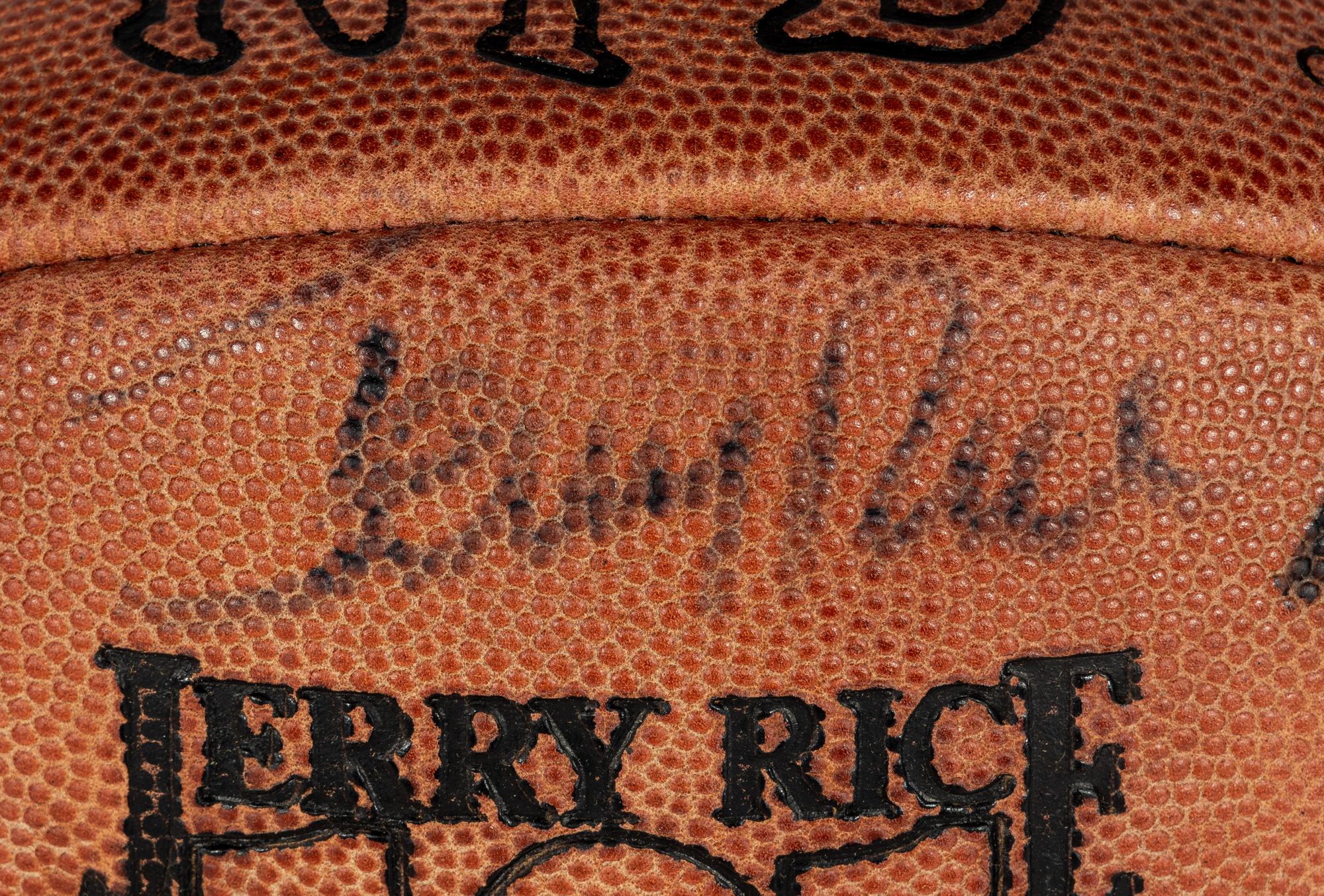 A Jerry Rice Signed Autograph Commemorative Football and 1993 Topps Stadium Club Members Only Complete Set with Autographed Record Breaker Card,
