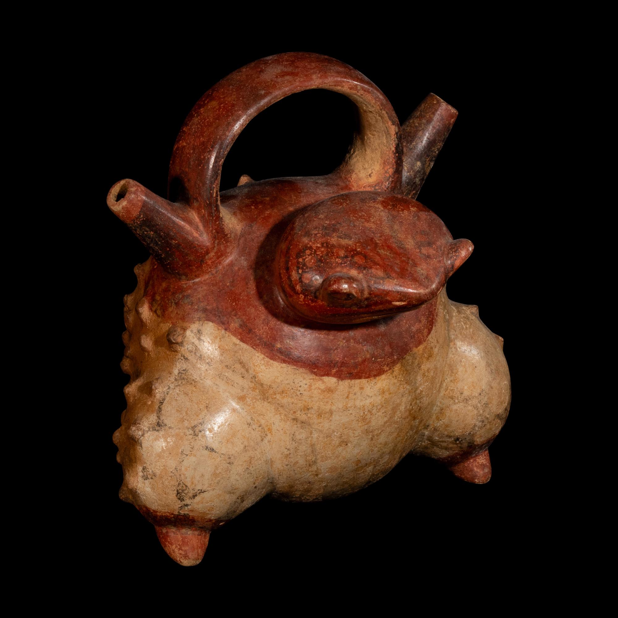 A Calima Terracotta Toad Effigy Alcarraza
