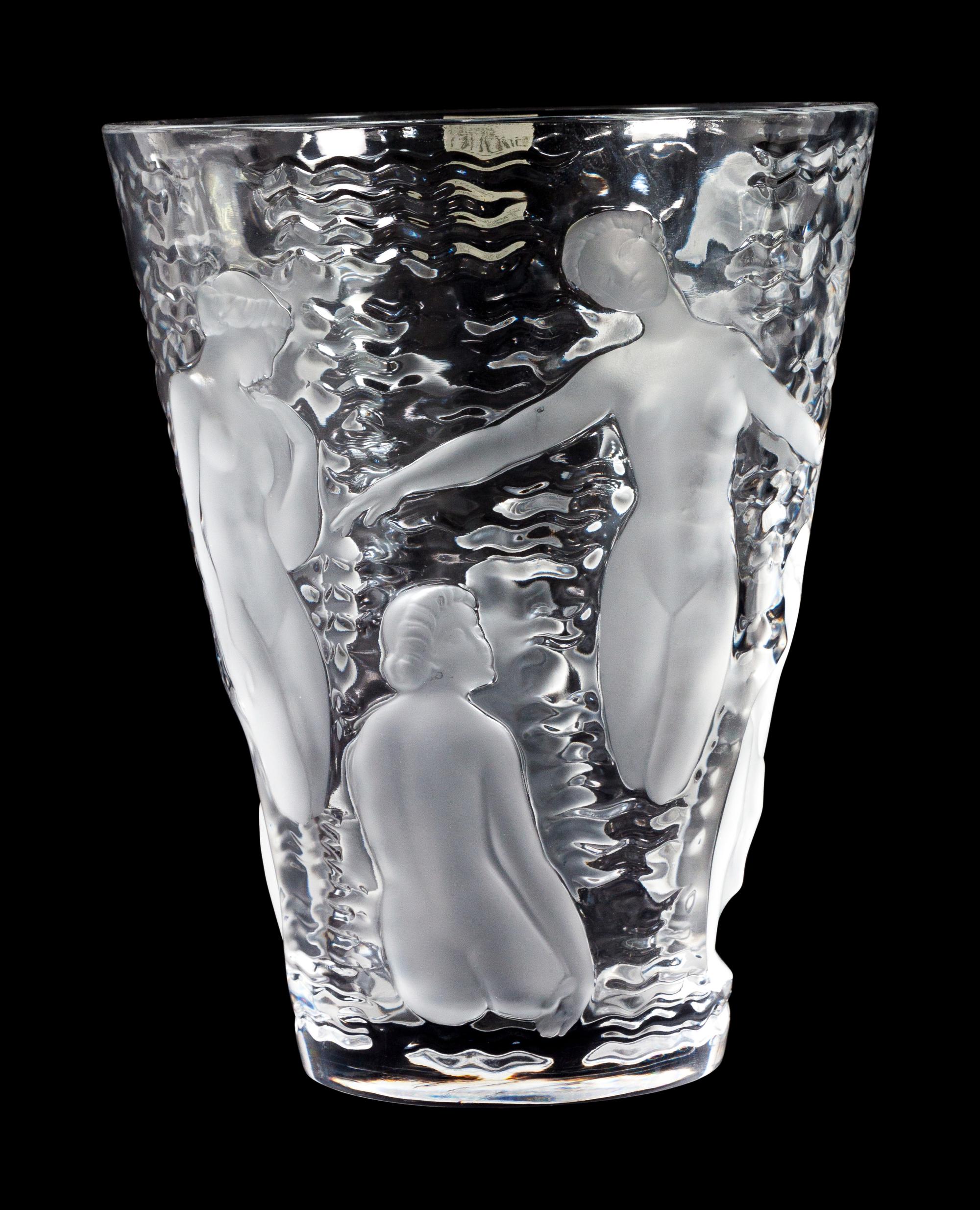 A Lalique Ondines Crystal Vase