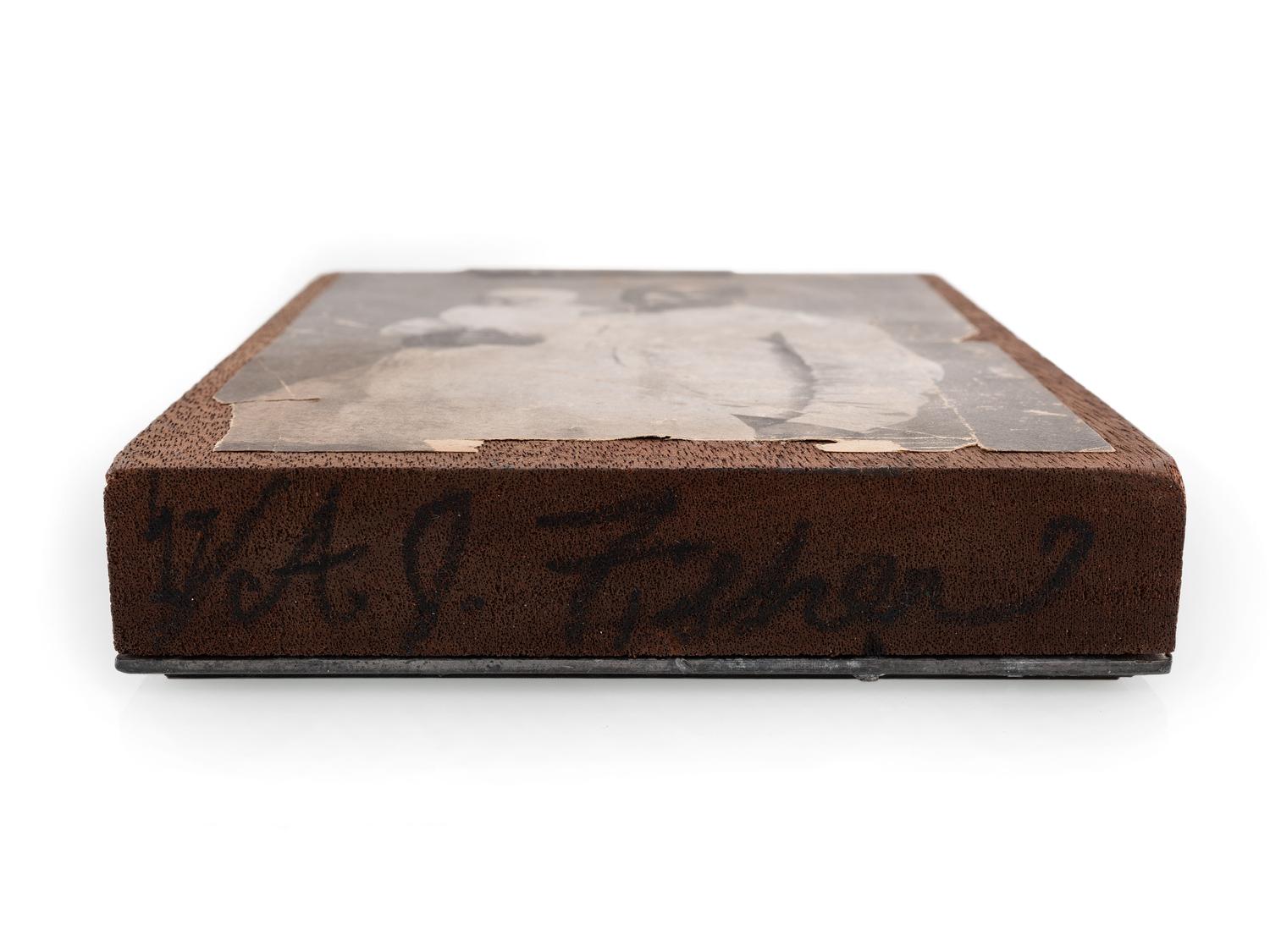 [EARLY PHOTOGRAPHY]. FISHER, AJ, photographer. Printing block for a photograph of an African American butler with white baby.
