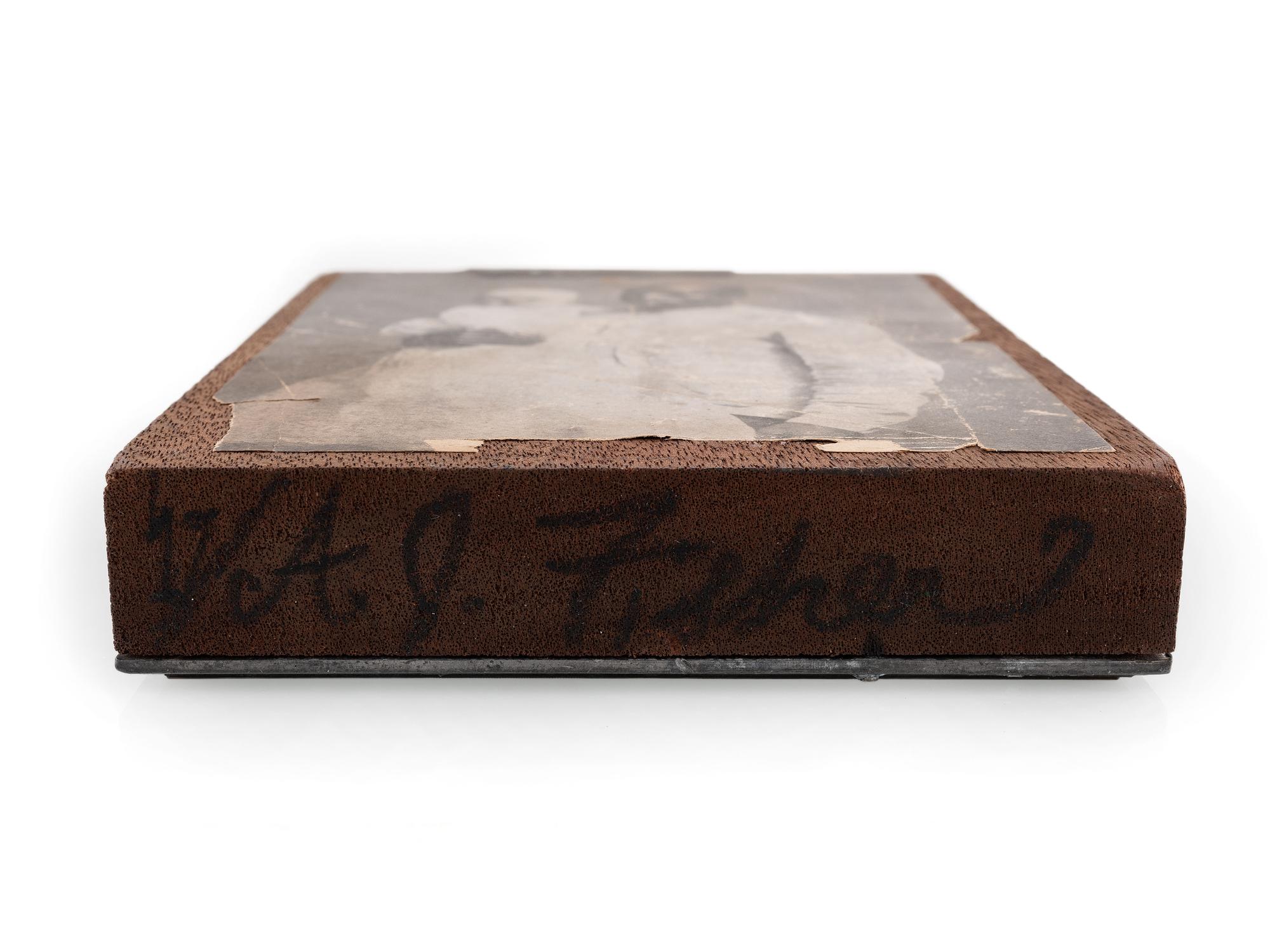 [EARLY PHOTOGRAPHY]. FISHER, AJ, photographer. Printing block for a photograph of an African American butler with white baby.