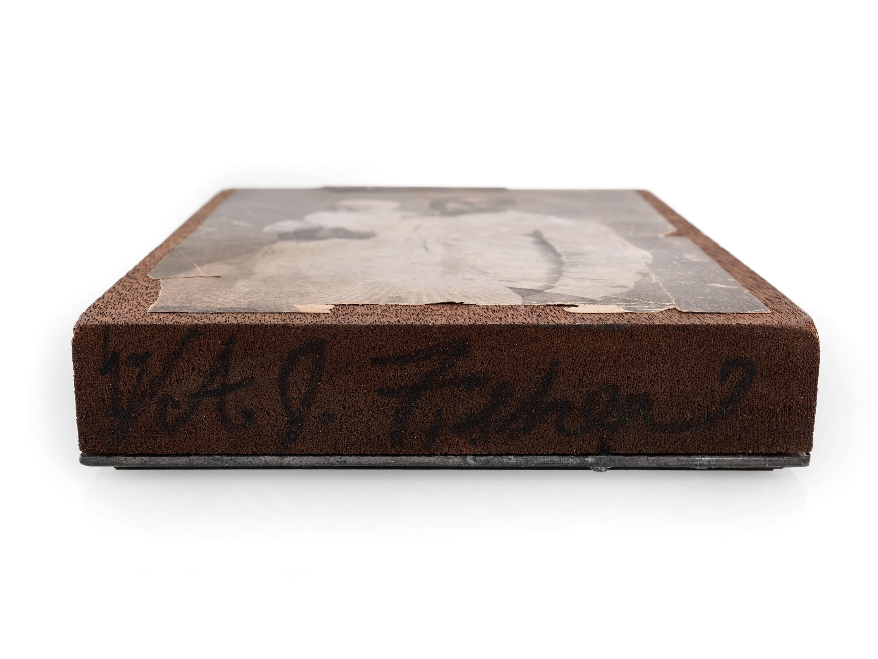 [EARLY PHOTOGRAPHY]. FISHER, AJ, photographer. Printing block for a photograph of an African American butler with white baby.