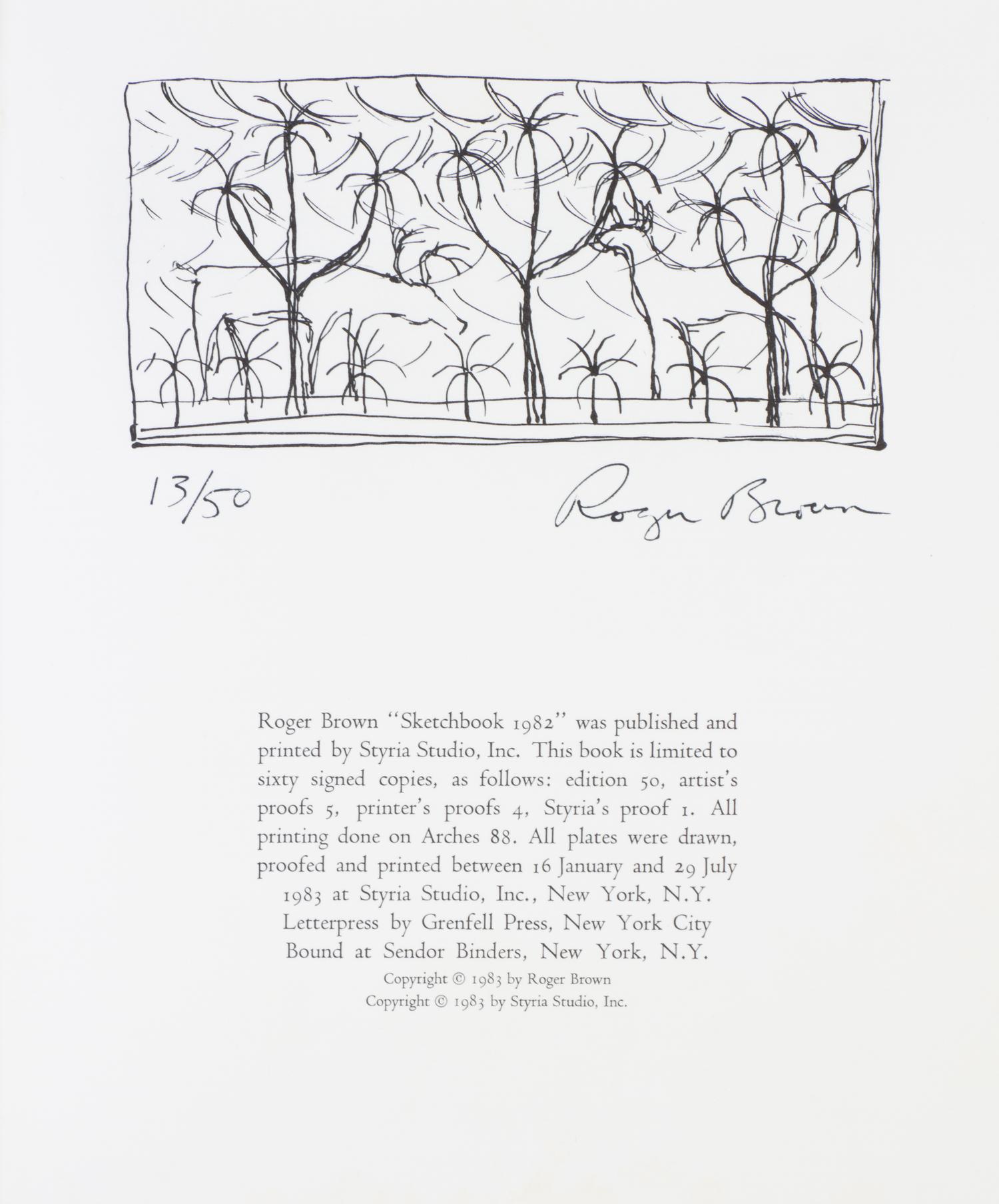 BROWN, ROGER. Sketchbook 1982. NY, 1983. Signed. Limited.