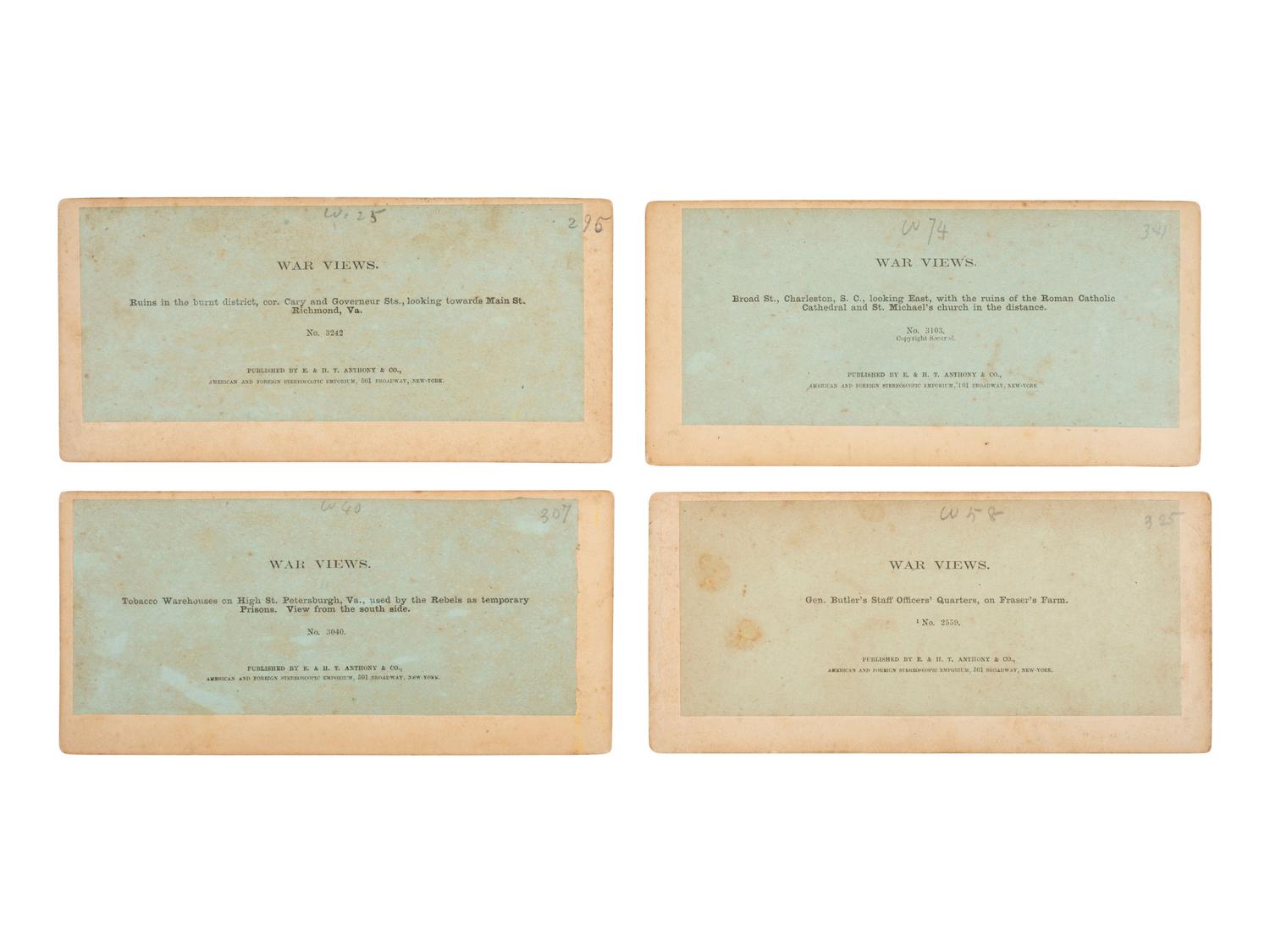 [CIVIL WAR]. 15 stereoviews ft. ruins, important buildings & locales during and just after the war.