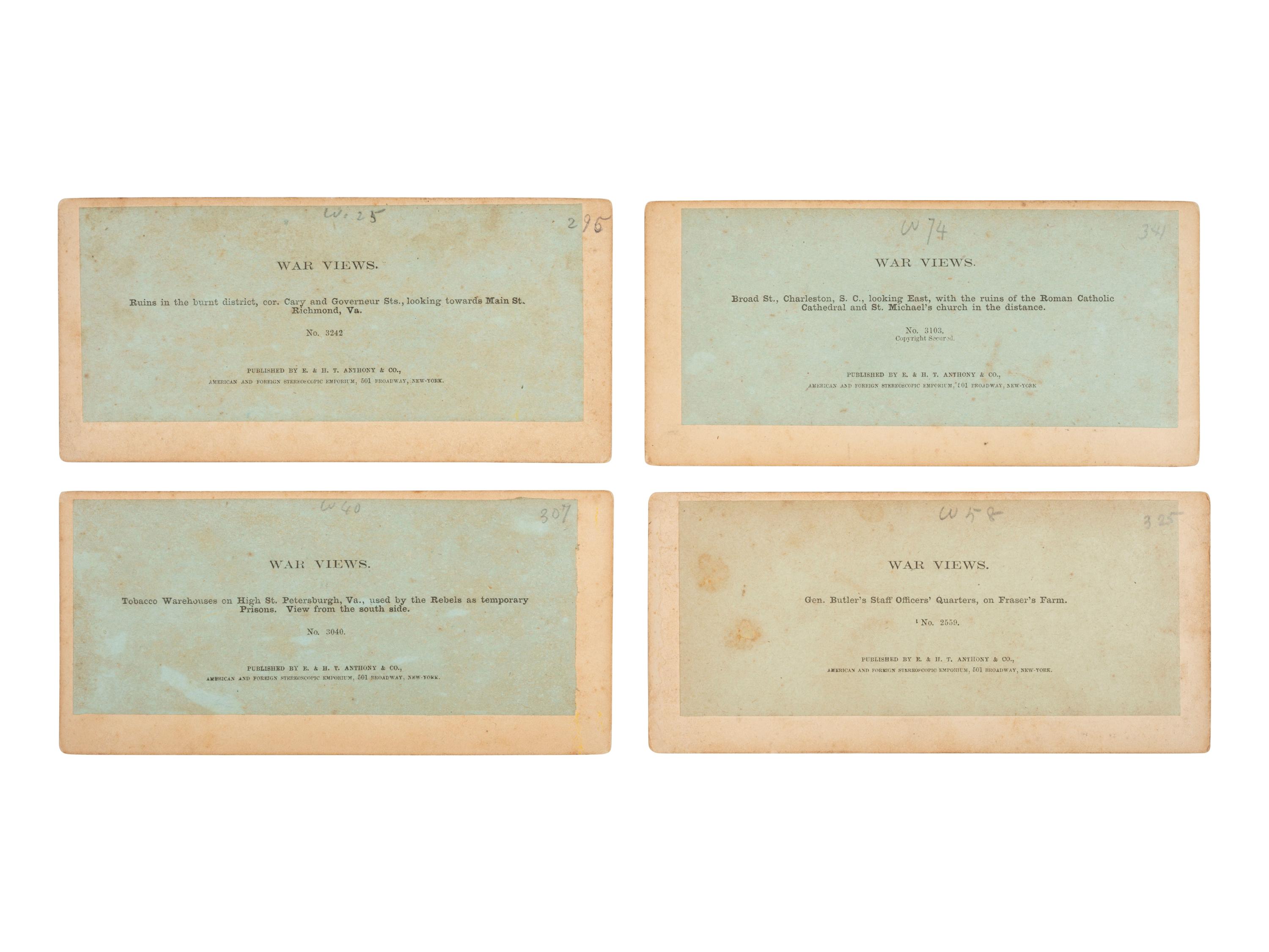 [CIVIL WAR]. 15 stereoviews ft. ruins, important buildings & locales during and just after the war.