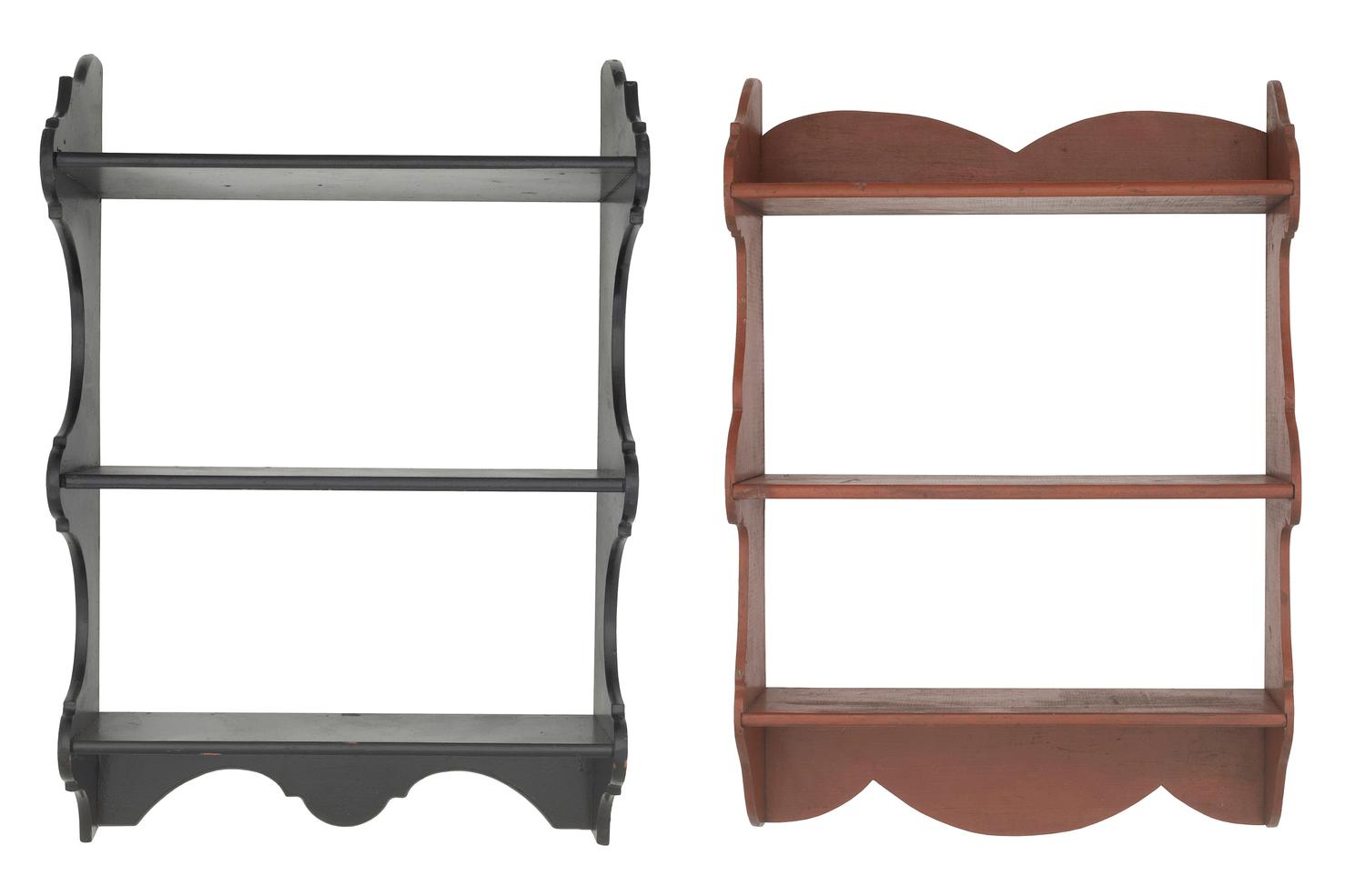 Two Country Painted Hanging Shelves