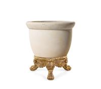 A Cast Stone Jardinière with an Italian Baroque Style Giltwood Base