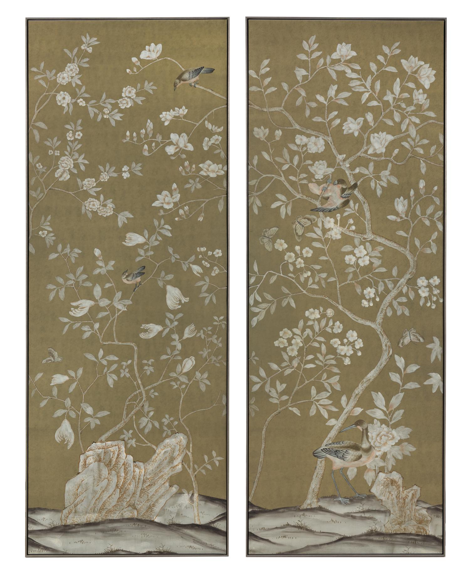 A Pair of De Gournay Wallpaper Panels