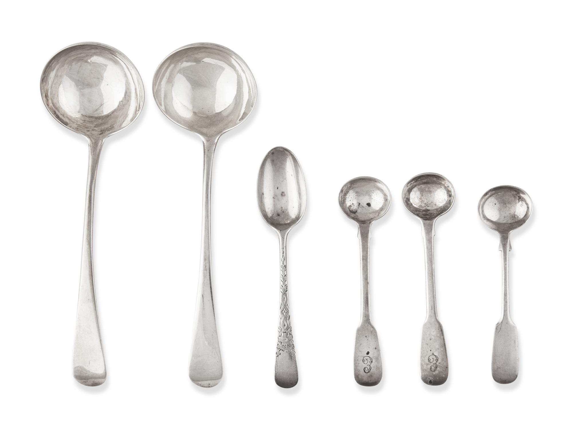 A Group of Six English Silver Table Articles