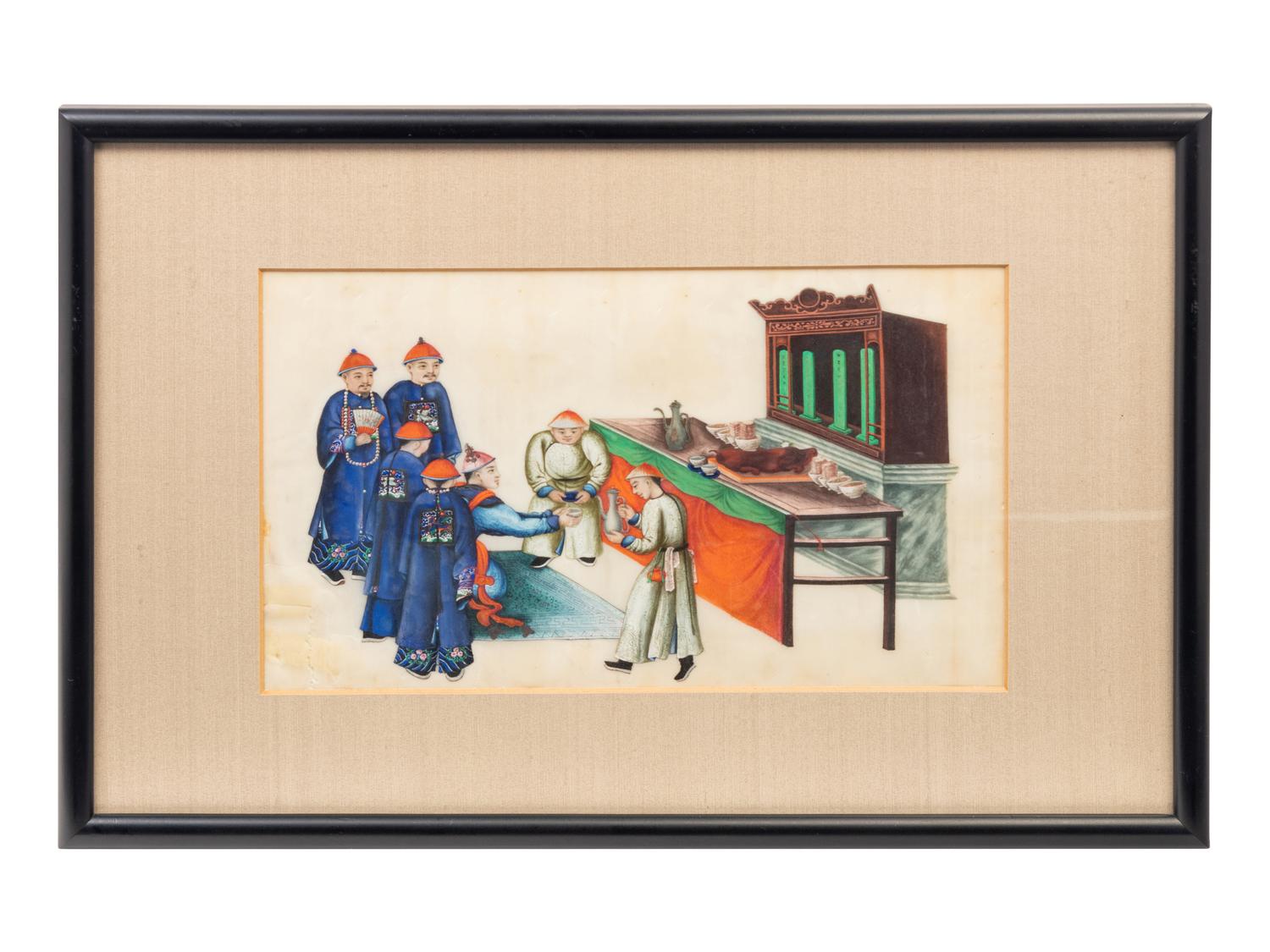 Three Chinese Export Pith Paintings
