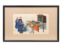 Three Chinese Export Pith Paintings