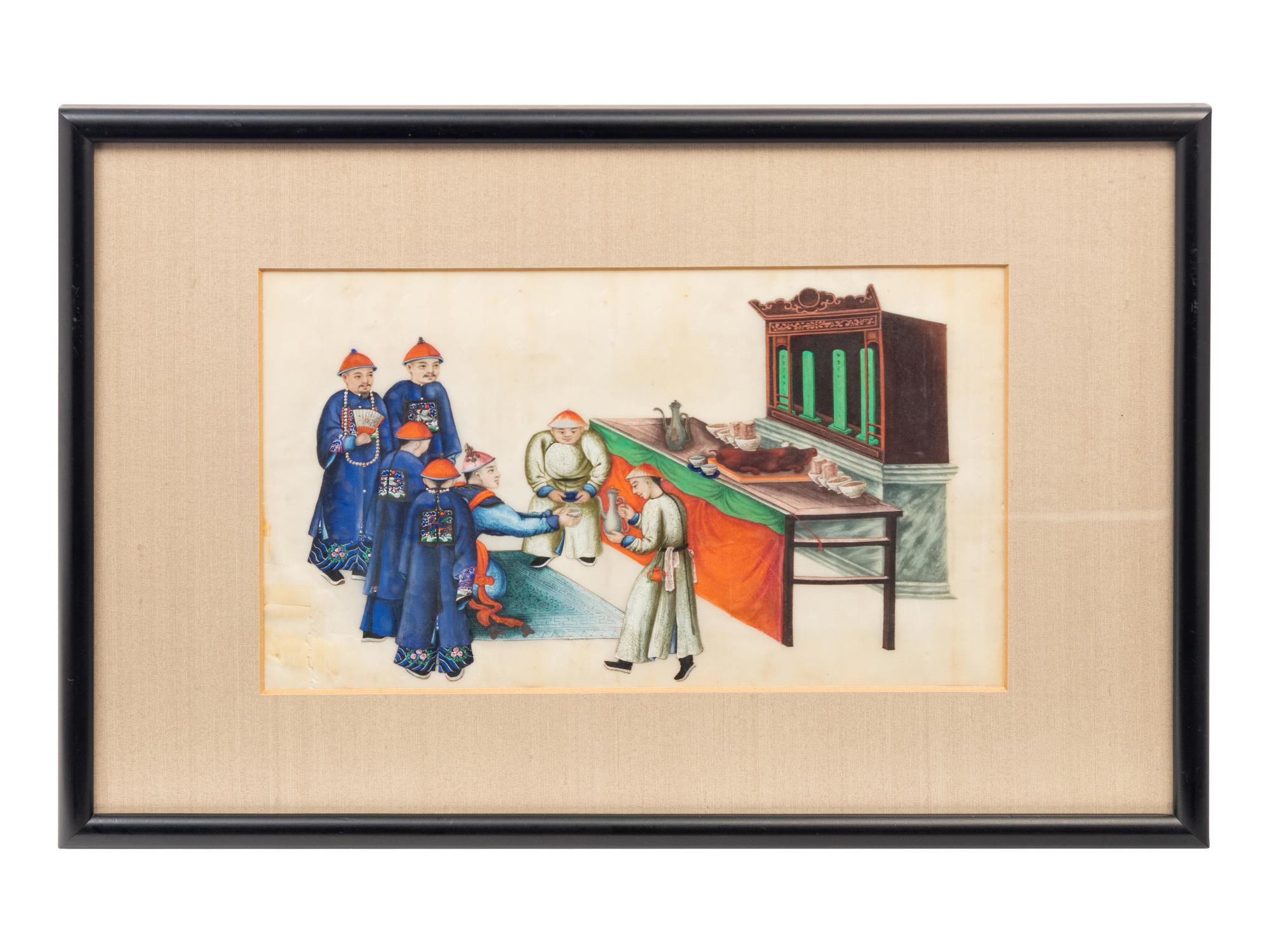 Three Chinese Export Pith Paintings