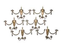 A Set of Six Cast Brass Two-Light Sconces from the Cook County Hospital Administration Building