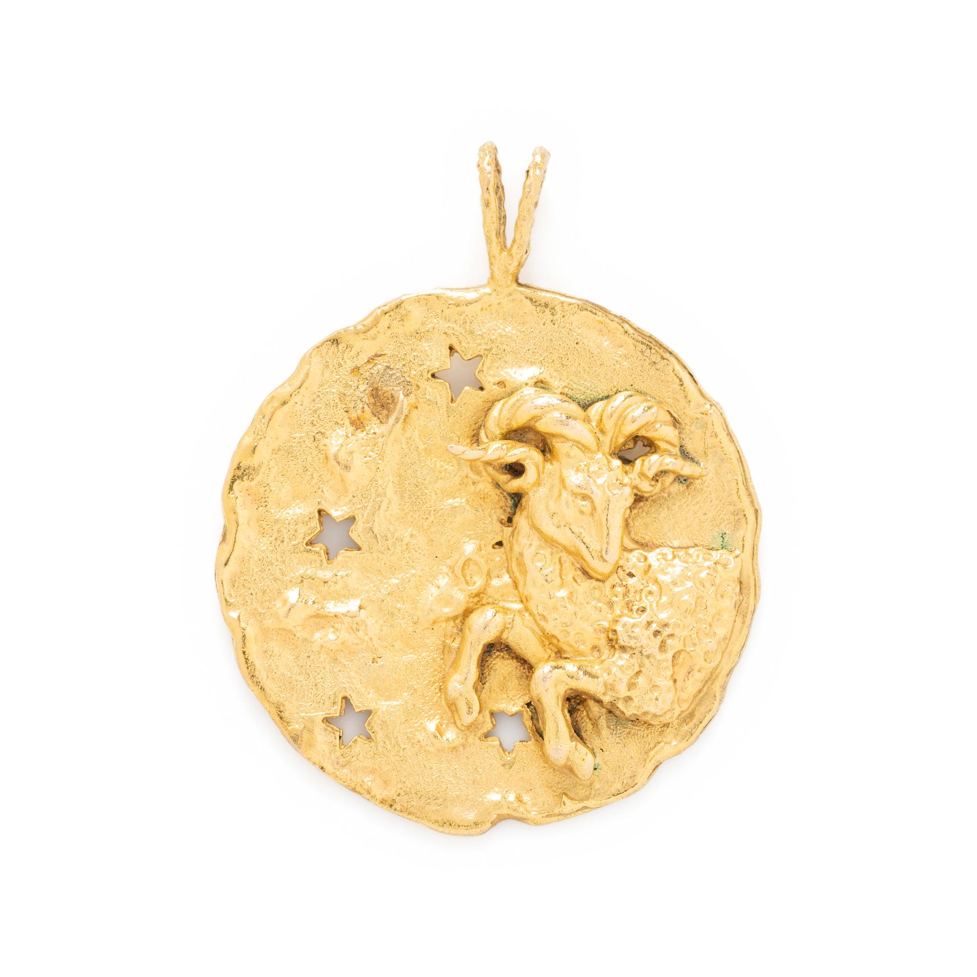 YELLOW GOLD ARIES ZODIAC PENDANT