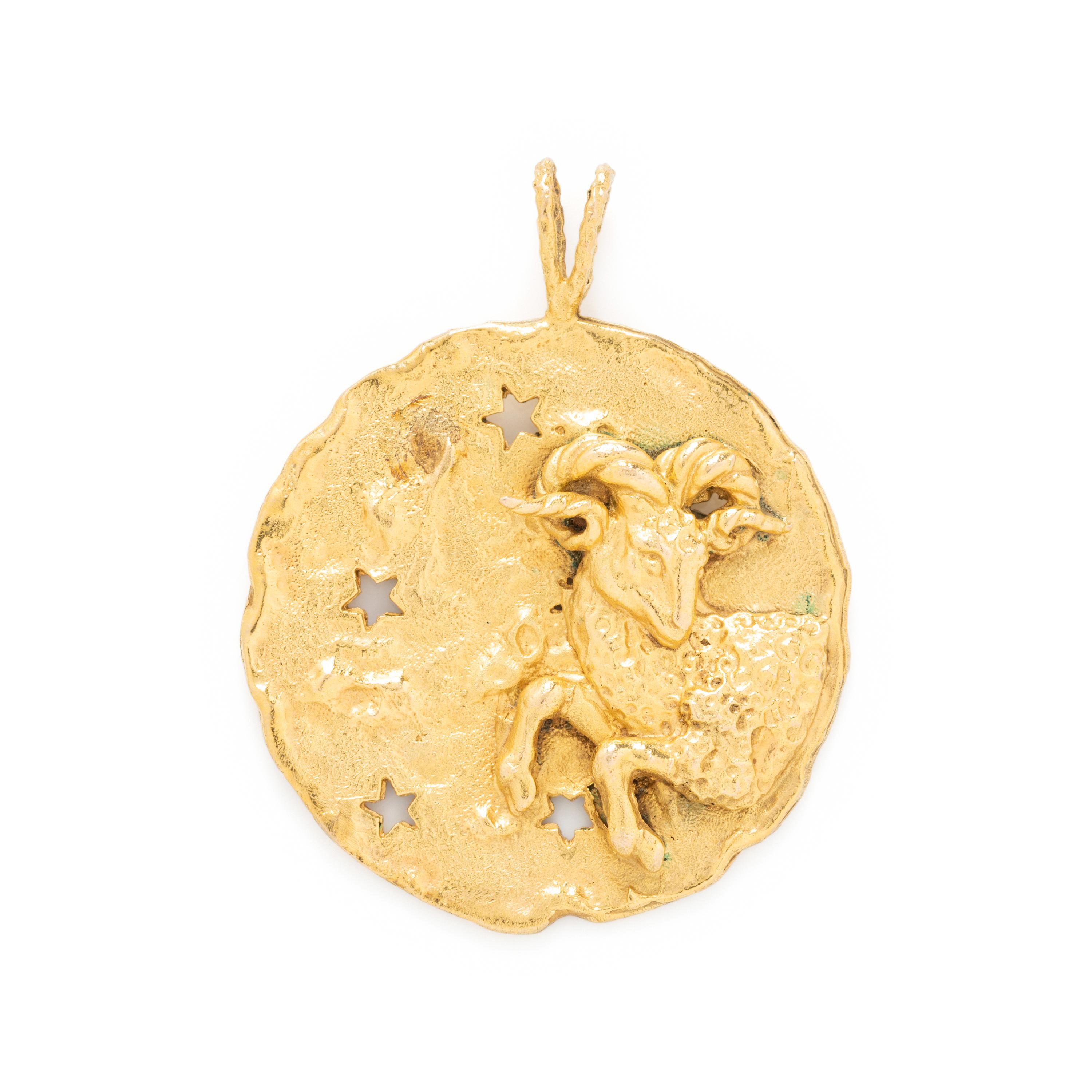 YELLOW GOLD ARIES ZODIAC PENDANT