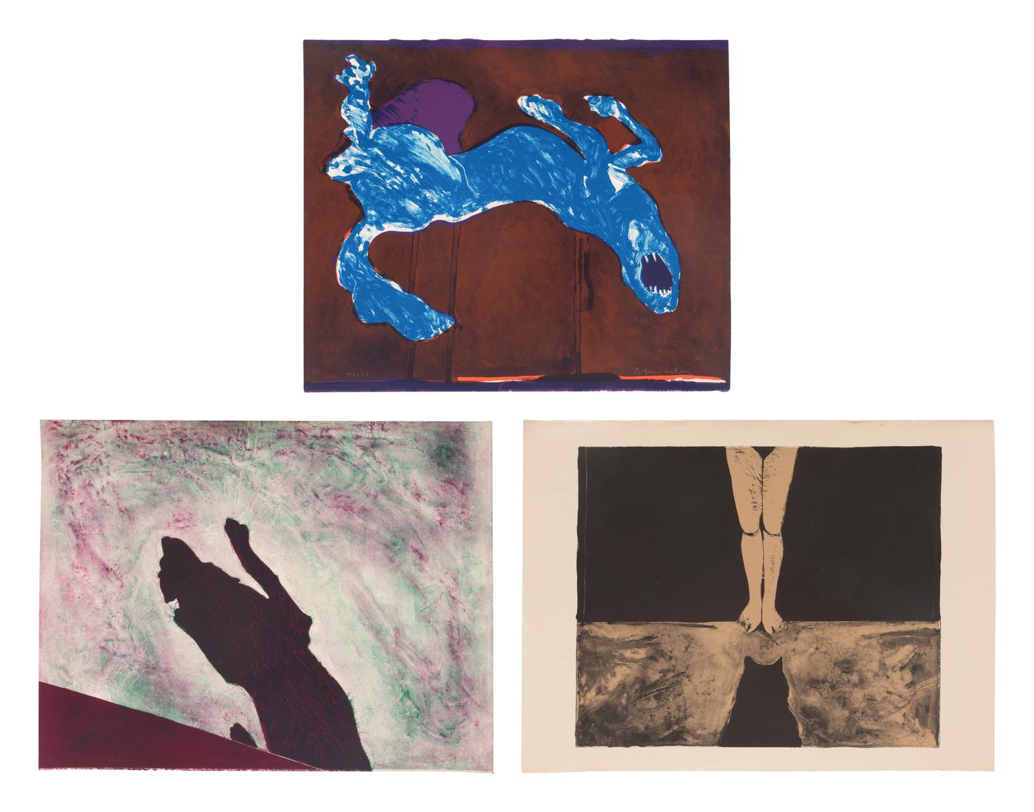 Three Works: Taos Dog Under the Bench , edition 8/30; Voyeur Dog , edition 41/75; Roll Over Old Blue (State II), edition 41/50