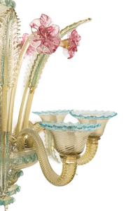 A Murano Colored Glass Chandelier and Matching Sconces